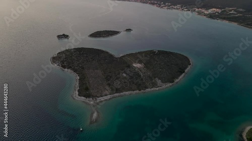 Heart shaped island of Galesnjak, Croatia. Valentine's day concept photo