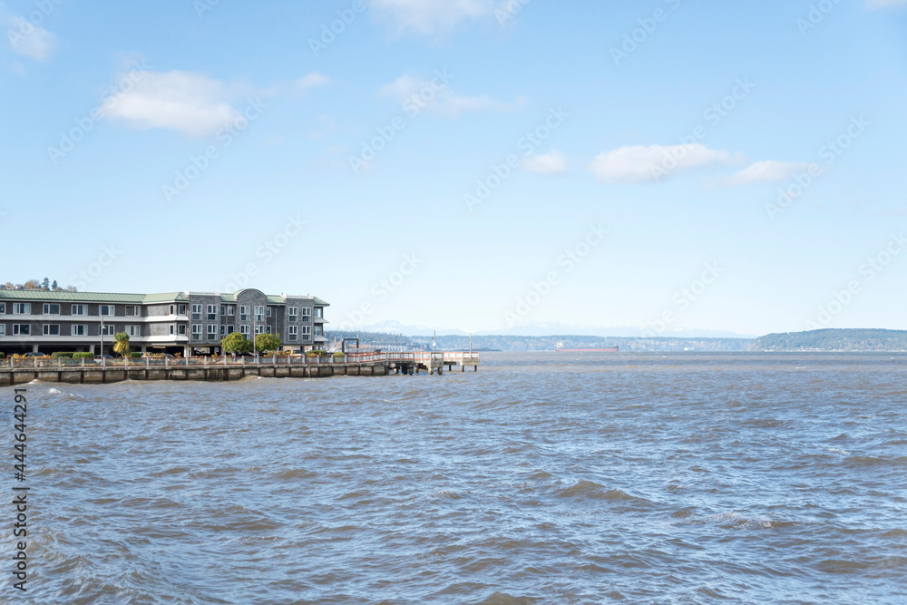 Building exterior at Tacoma waterfront in Washington