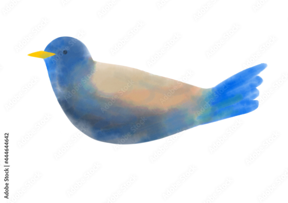 水彩風の青い鳥のイラスト Stock Illustration Adobe Stock