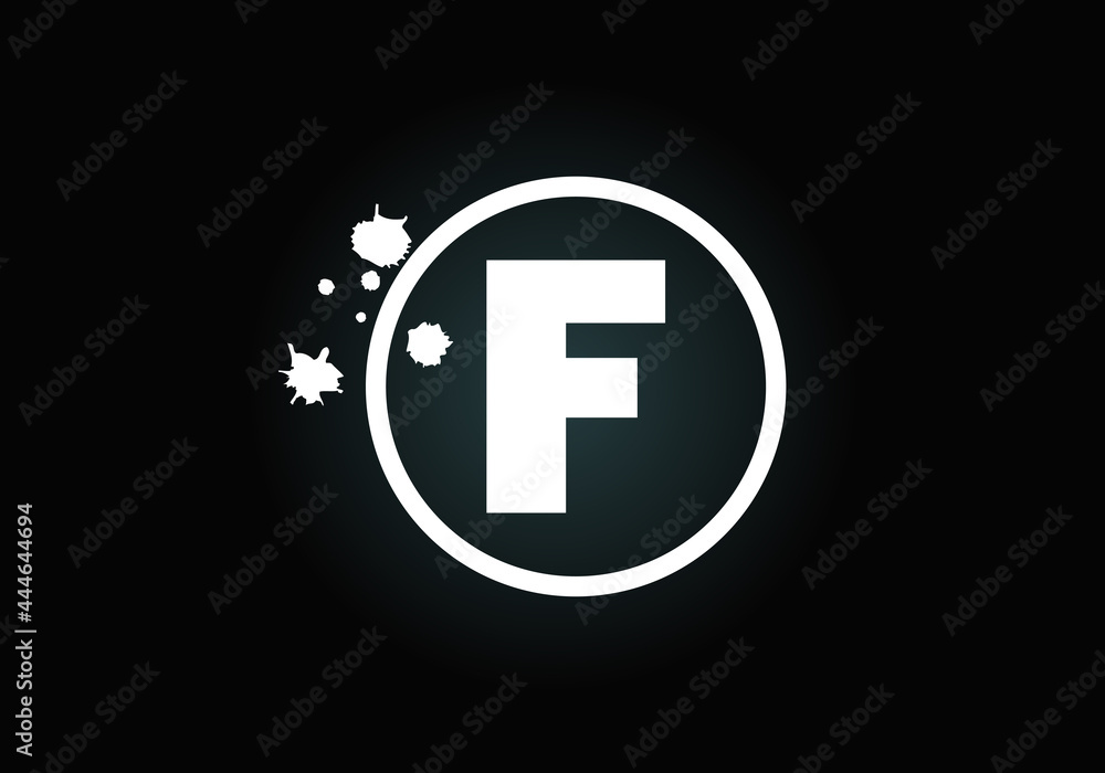 Initial F monogram letter alphabet in a circle with brush splash. Font emblem. Modern vector logo design for painting business and company identity. Initial F monogram letter alphabet in a circle with brush splash. Font emblem. Modern vector logo design for painting business and company identity.
