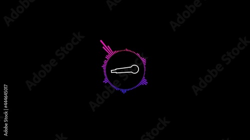 Circle soundwave with ON text on black background.