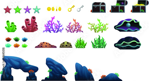 Set of deep sea game objects