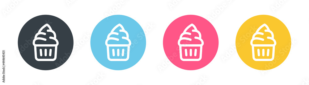 Cupcake icon. Sweet dessert symbol isolated birthday cake on white background.