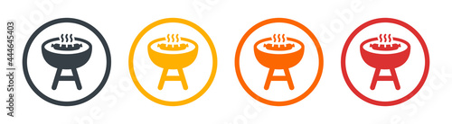 Grilling BBQ icon set. Vector illustration. 
