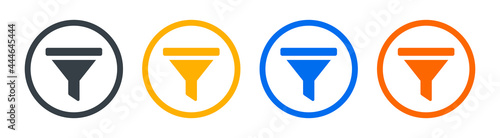 Filtering icon in different color style vector illustration. Sorting symbol.