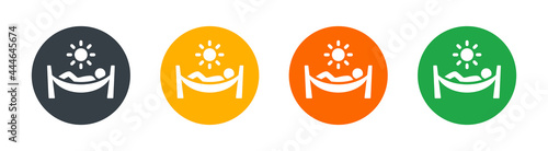 Man in hammock icon vector illustration.