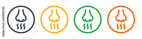 Nose smell icons. Human smelling and breathe nose senses isolated on white background. Olfaction concept, sense of smell symbol.