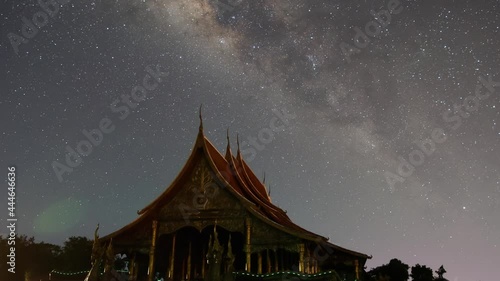 Milky way night sky and star on dark background. nebula and galaxy with noise , grain and dust. Photo by long exposure and select white balance.selection focus.amazing