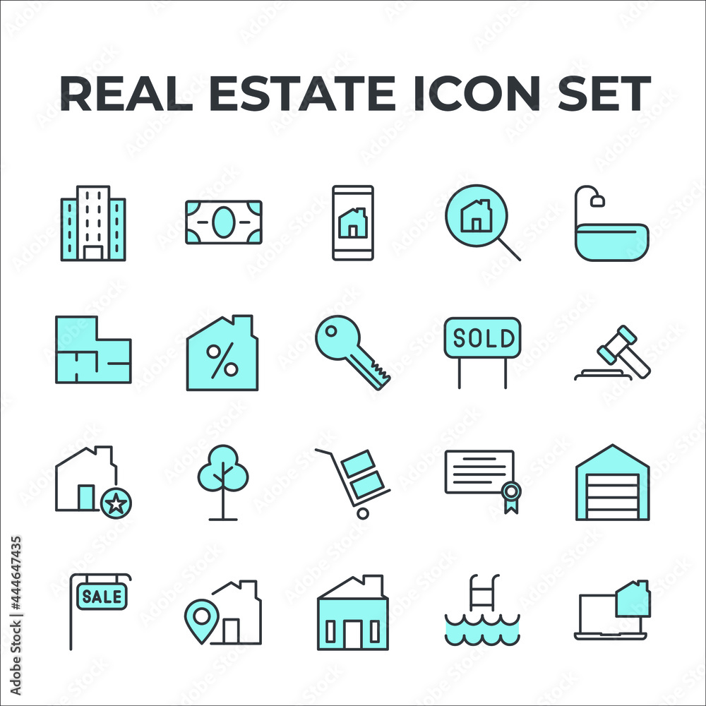 real estate set icon, isolated real estate set sign icon, vector illustration real estate set icon, isolated real estate set sign icon, vector illustration