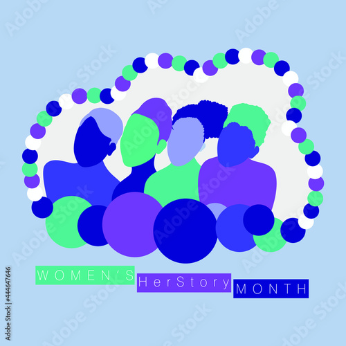 An abstract Womens Her Story Month poster on an isolated background