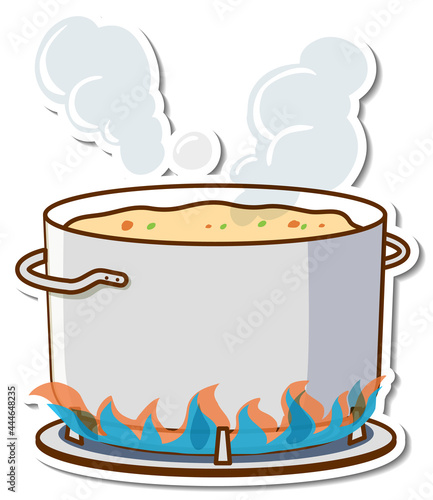 Boiling soup in a pot on stove sticker