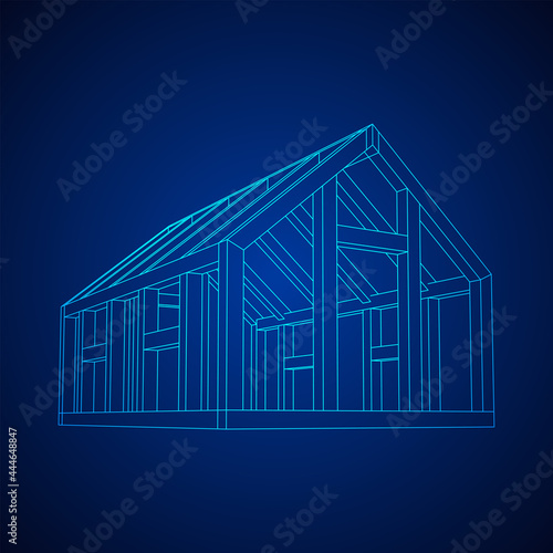 Greenhouse construction frame. Hothouse building object or framing house. Warm house Vector illustration. Glasshouse concept image