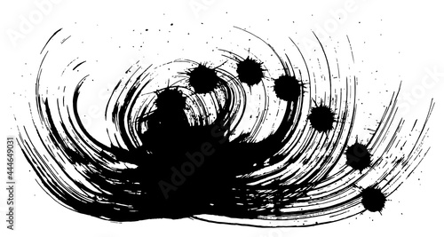 墨アート　しぶき　手書きの毛筆イラスト