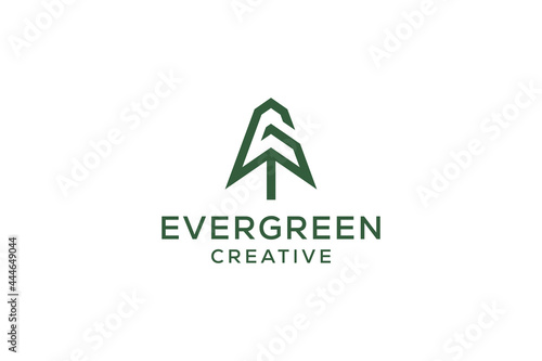 Letter G pine evergreen. fir hemlock spruce conifer cedar coniferous cypress larch pinus tree forest vintage retro hipster line art Logo design