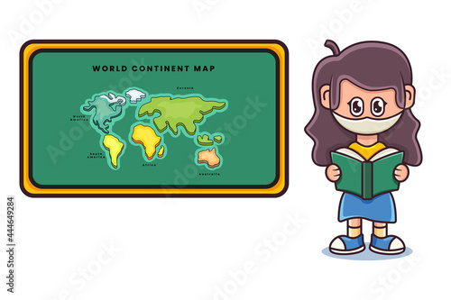 school teacher wearing face mask in social sciences class 