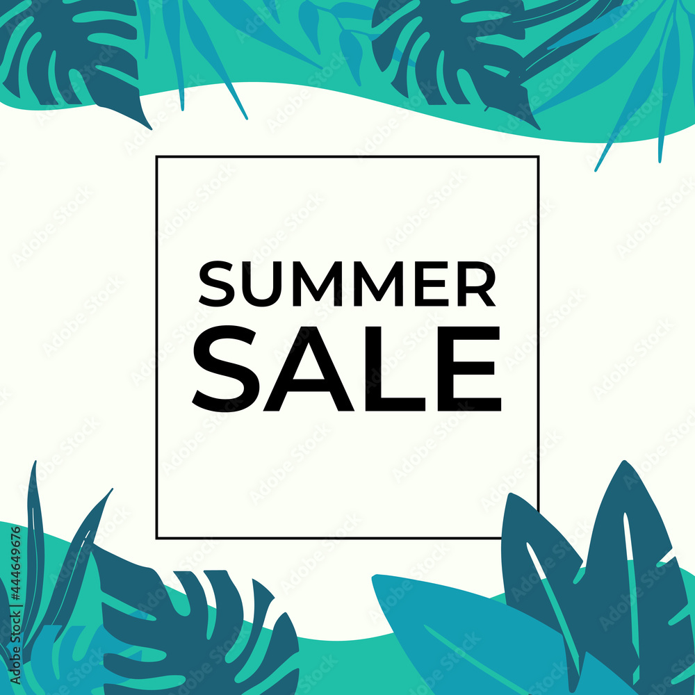 Fototapeta premium Abstract background designs, summer sale, social media promotional content. Vector illustration floral element