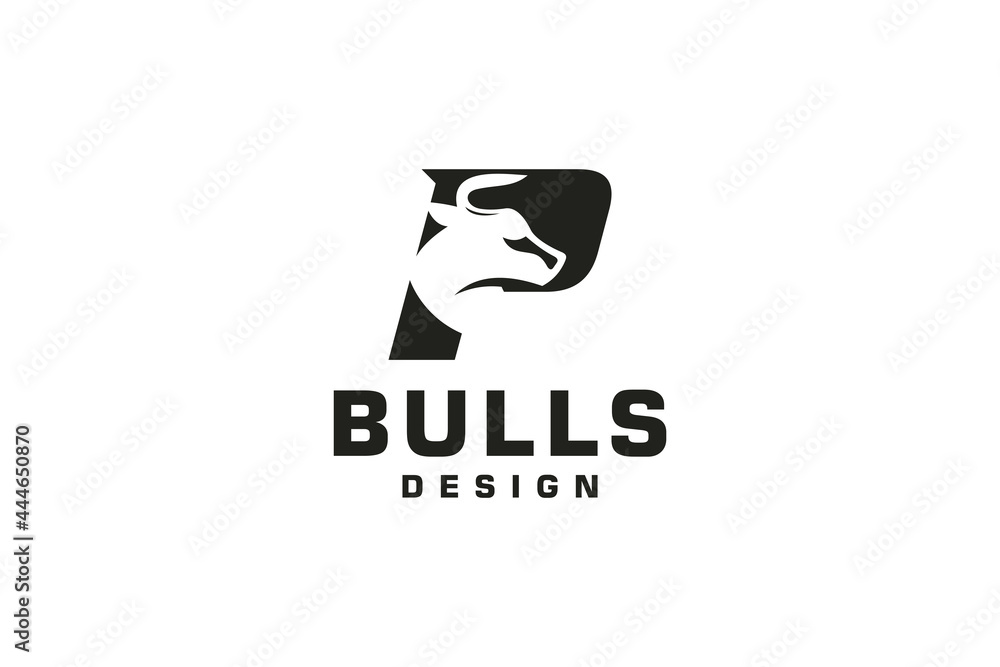 Letter P logo, Bull logo,head bull logo, monogram Logo Design Template Element