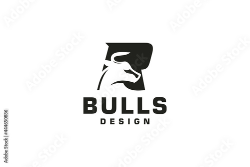 Letter R logo, Bull logo,head bull logo, monogram Logo Design Template Element