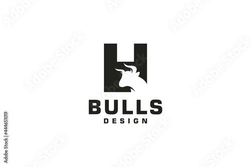 Letter H logo, Bull logo,head bull logo, monogram Logo Design Template Element