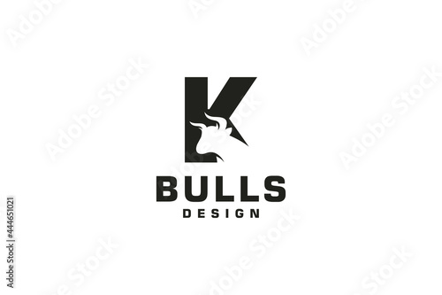 Letter K logo, Bull logo,head bull logo, monogram Logo Design Template Element