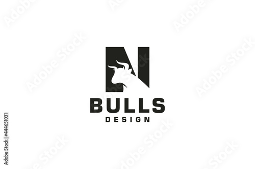 Letter N logo, Bull logo,head bull logo, monogram Logo Design Template Element
