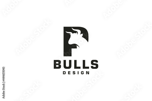Letter P logo, Bull logo,head bull logo, monogram Logo Design Template Element