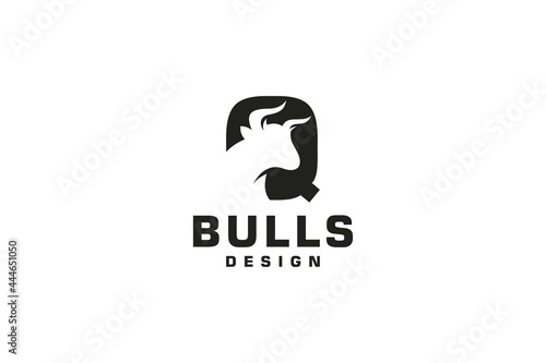 Letter Q logo, Bull logo,head bull logo, monogram Logo Design Template Element