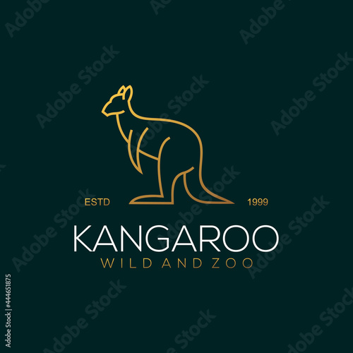 Kangaroo line art luxury logo retro illustration
