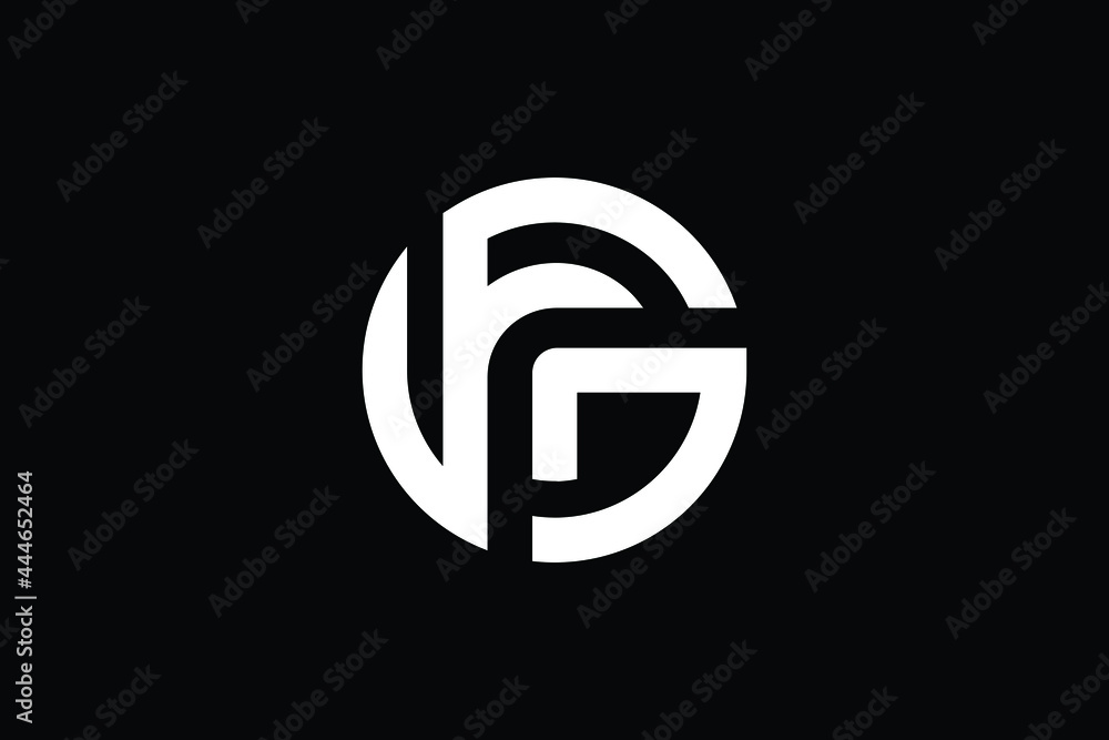 Obraz premium GF logo letter design on luxury background. FG logo monogram initials letter concept. GF icon logo design. FG elegant and Professional letter icon design on black background. G F FG GF