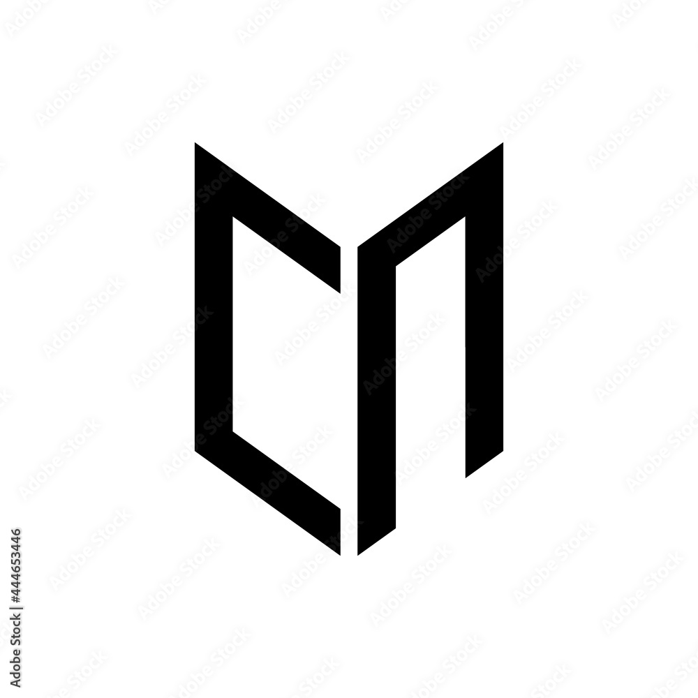 initial letters monogram logo black CN initial letters monogram logo black CN
