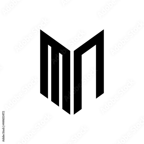 initial letters monogram logo black MN