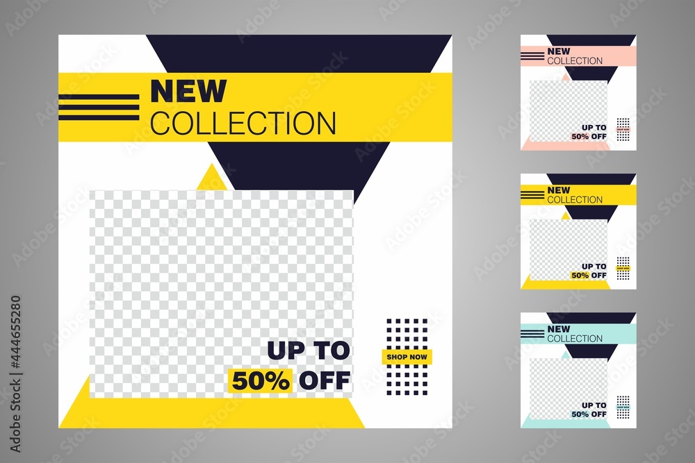 New set of editable minimal banner templates. Suitable for social media posts and web or internet ads. Vector illustration with photo college. New set of editable minimal banner templates. Suitable for social media posts and web or internet ads. Vector illustration with photo college.