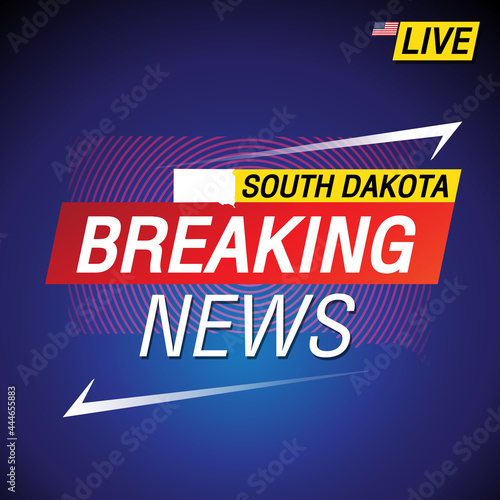 Breaking news. United states of America with backgorund. South Dakota and map on Background vector art image illustration.