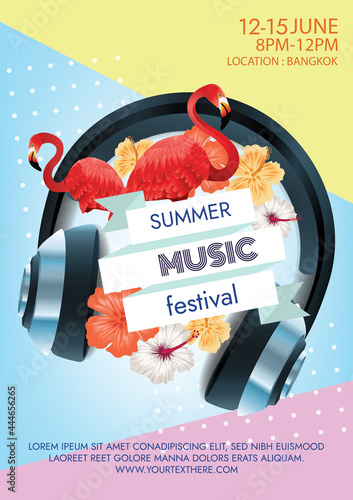 tropical summer music festival poster for beach party