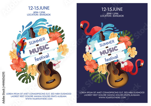 tropical summer music festival poster for beach party