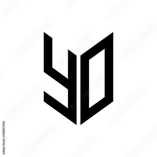 initial letters monogram logo black YO