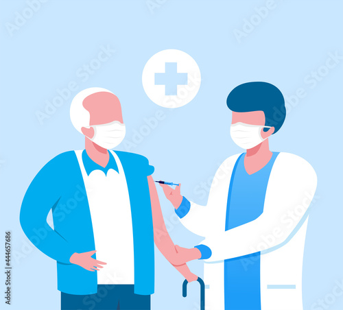 Vaccine medical treatment flat vector illustration for banner