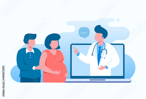 Pregnancy consultation flat vector illustration banner
