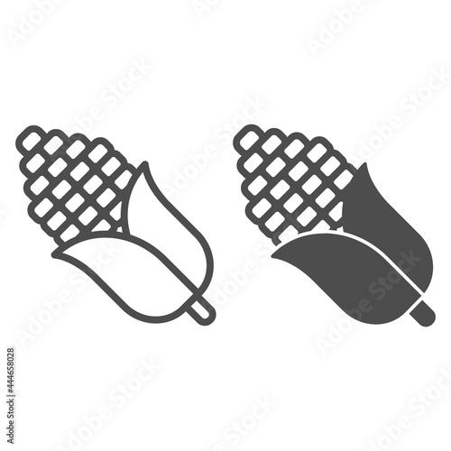 Corn cob line and solid icon, food harvest concept, sweet sugar corn vector sign on white background, outline style icon for mobile concept and web design. Vector graphics.