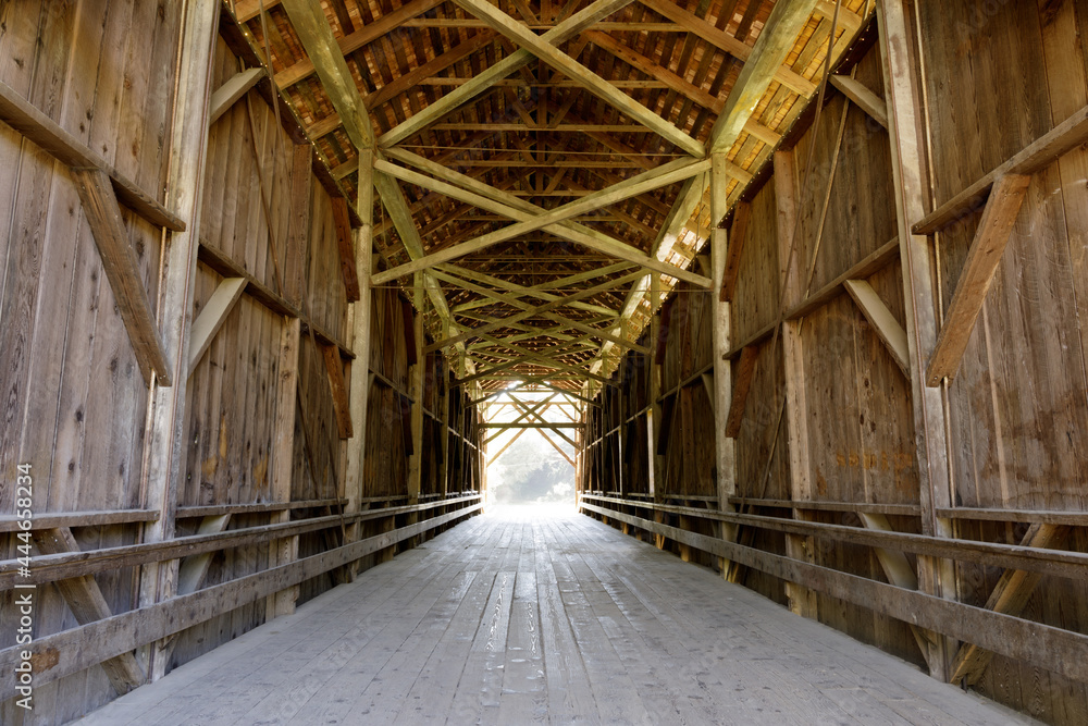 Felton Covered Bridge Crossing the San Lorenzo River. Felton, Santa Cruz County, California. Felton Covered Bridge Crossing the San Lorenzo River. Felton, Santa Cruz County, California.