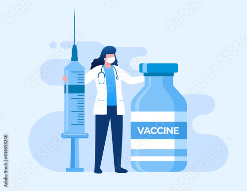 Vaccine medical treatment flat vector illustration for banner