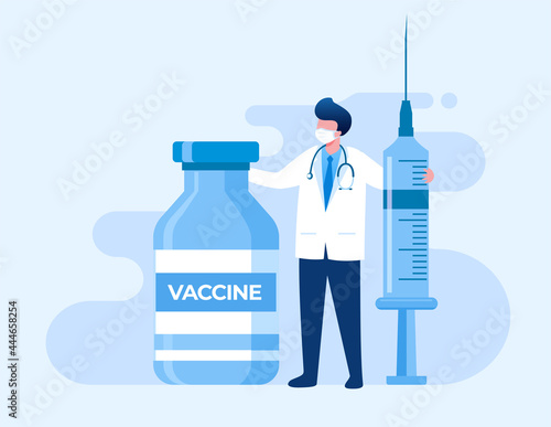 Vaccine medical treatment flat vector illustration for banner