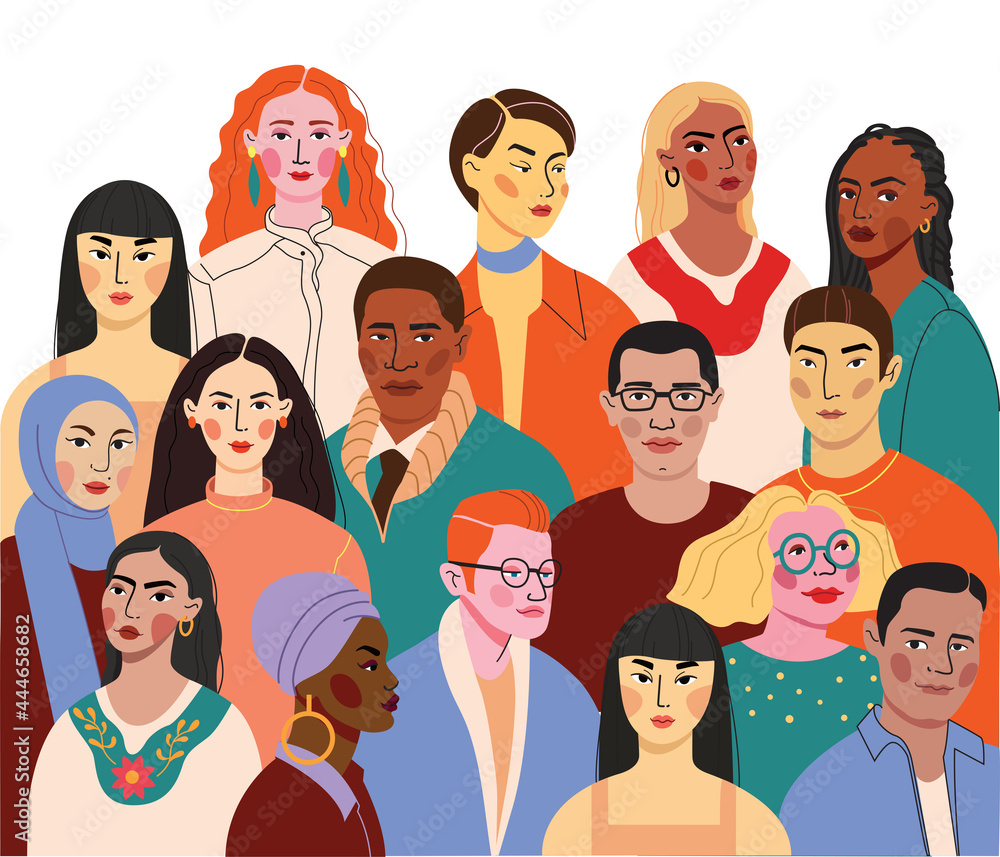 Crowd of young and elderly men and women in trendy hipster clothes. Diverse  group of stylish people standing together. Society or population, social  diversity. Flat cartoon vector illustration. stock Stock Illustration |