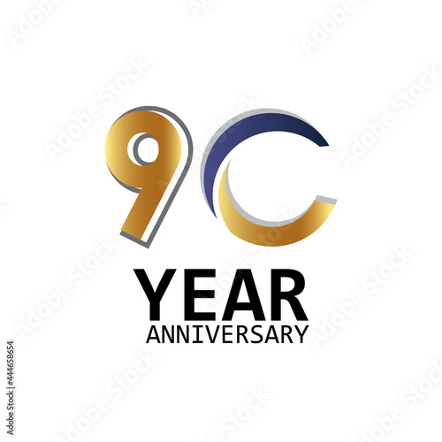 90 Year Anniversary Logo Vector Template Design Illustration White Color