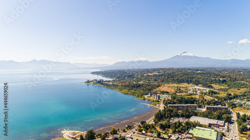 Aerial view of Villarica, Araucania, Chile. Volcan.