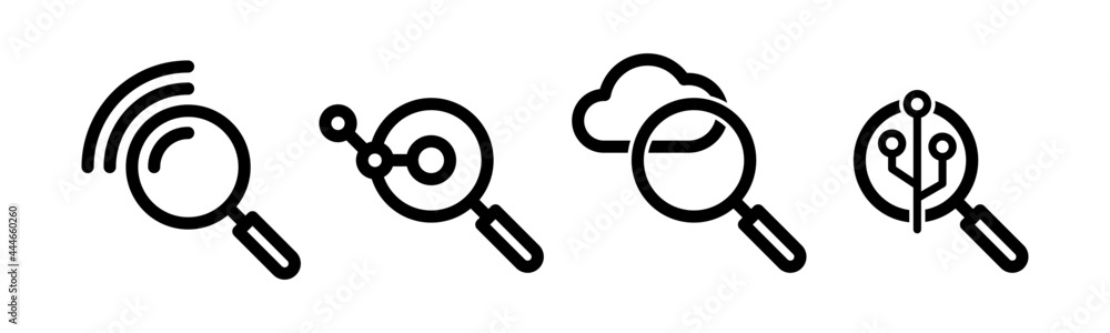 Vector graphic of search data icon collection Vector graphic of search data icon collection
