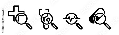Vector graphic of search medical icon collection
