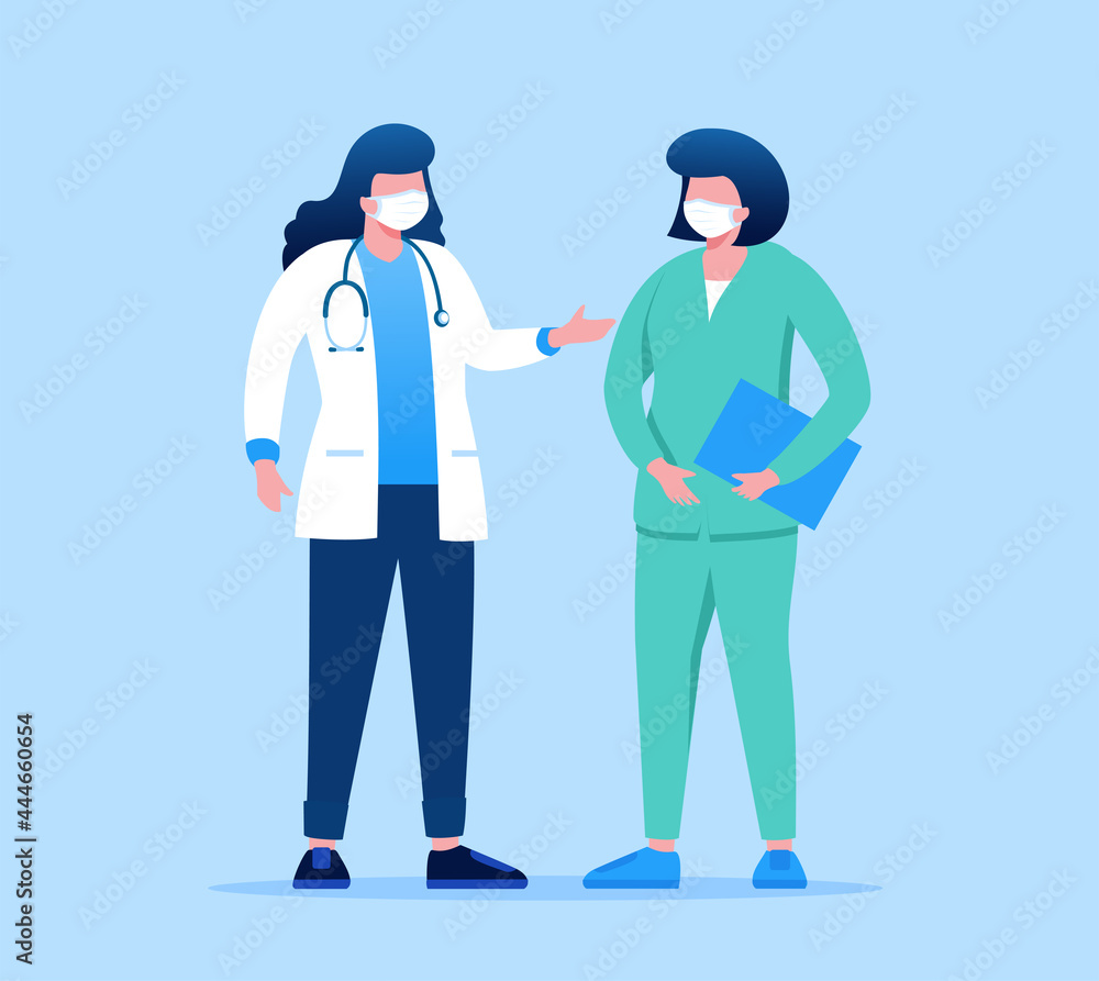 Paramedic doctor and nurse flat vector illustration for banner