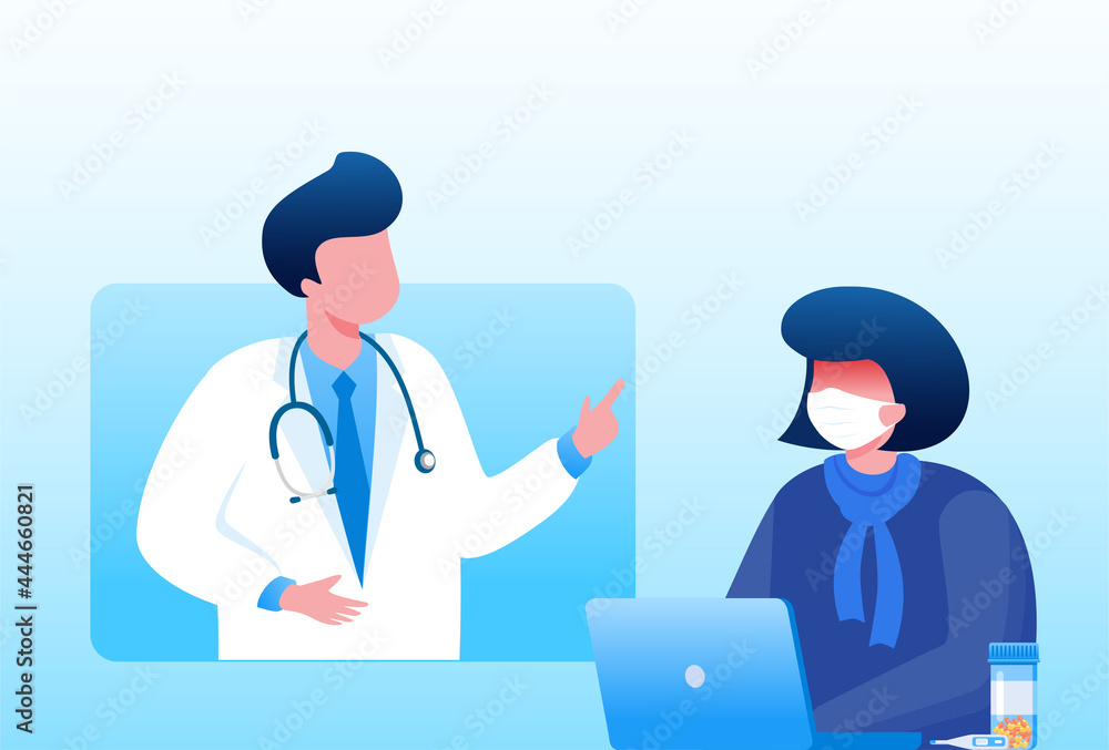 Online doctor flat vector illustration for banner Online doctor flat vector illustration for banner