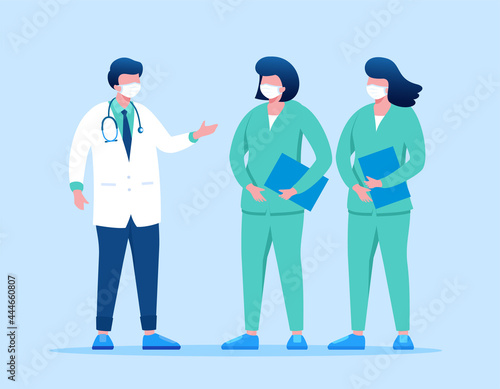 Paramedic doctor and nurse flat vector illustration for banner